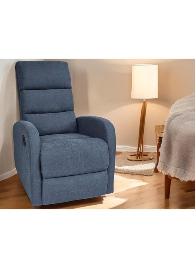 Multi Home Furniture Best Single Recliner 360 Sofa MH-03855 FABRIC Modern Rocker Ergonomic Lounge 360 Degree Swivel With Single Sofa Seat Living Room Chair (Blue)  - Image 3