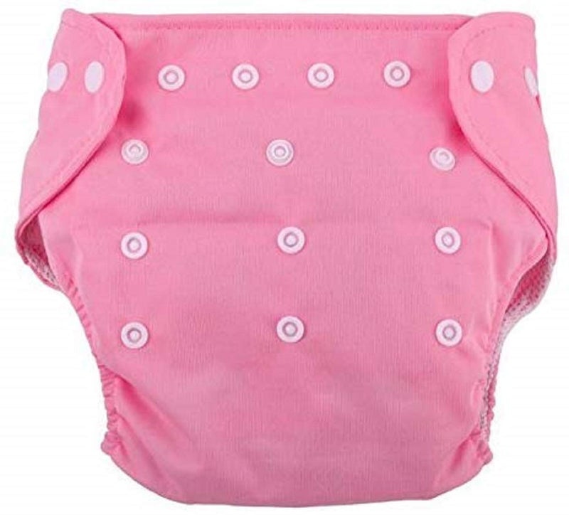 Alya Pocket Button Style Solid Reusable Cloth Diaper All in One Adjustable Washable Diapers Nappies(Without Inserts) for Toddlers/New Borns(SMALL;3-12 KGS)(PINK, PACK OF 1) - Image 1
