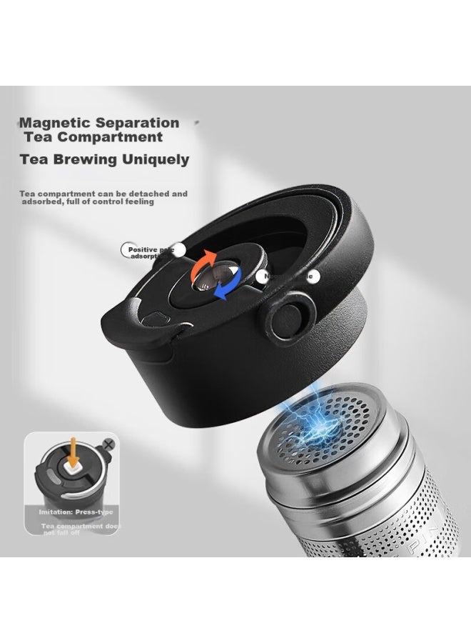 PAKCHOICE زجاجة شاي باك تشويس مع شفط مغناطيسي، زجاجة ماء مزدوجة الطبقة للرجال، قسم شاي محمول - Image 2