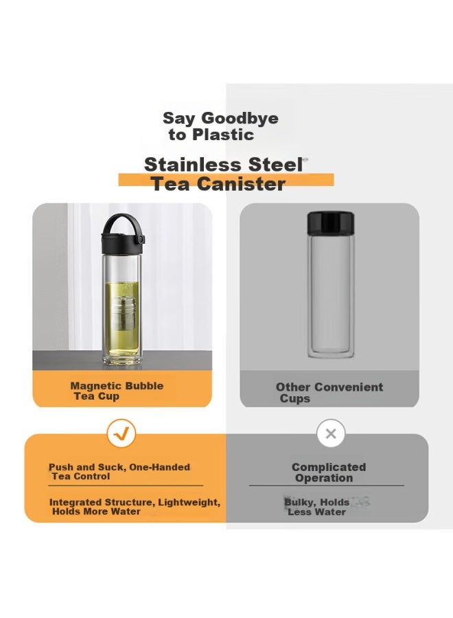 PAKCHOICE زجاجة شاي باك تشويس مع شفط مغناطيسي، زجاجة ماء مزدوجة الطبقة للرجال، قسم شاي محمول - Image 4