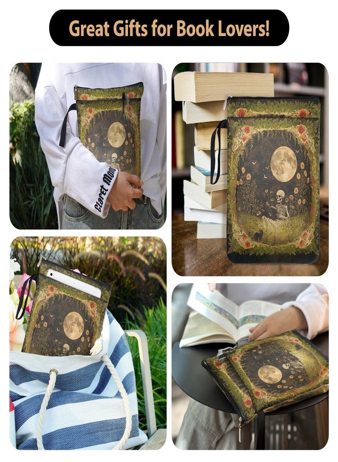 هدايا أكاديمية داكنة لمحبي الكتب - غلاف كتاب بتصميم هيكل عظمي وزهور | غلاف كتاب عتيق مقاوم للماء لمحبي الكتب، والمعلمين، وأمناء المكتبات، وهدايا لمحبي القراءة في الهالوين - Image 5