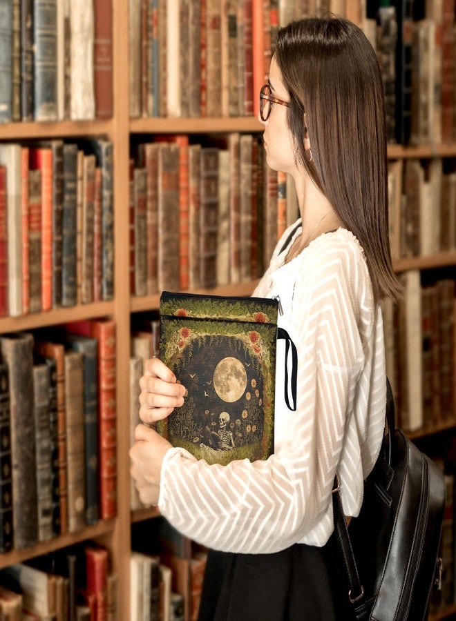 هدايا أكاديمية داكنة لمحبي الكتب - غلاف كتاب بتصميم هيكل عظمي وزهور | غلاف كتاب عتيق مقاوم للماء لمحبي الكتب، والمعلمين، وأمناء المكتبات، وهدايا لمحبي القراءة في الهالوين - Image 4