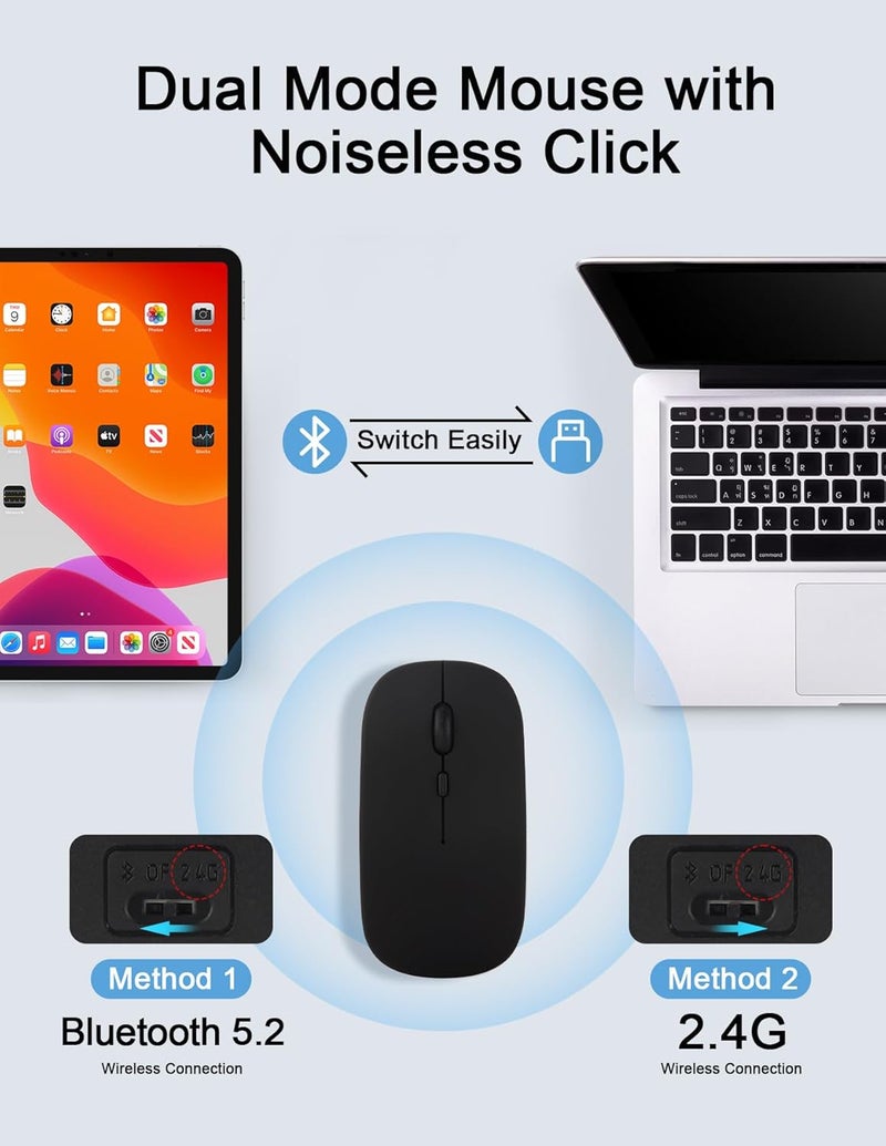 Nsyee Bluetooth Keyboard and Mouse, Universal Compact Wireless Keyboard, Rechargeable Portable Keyboard for iPad/Samsung/Tablet/iOS/Android/Windows, UK Layout - Image 4