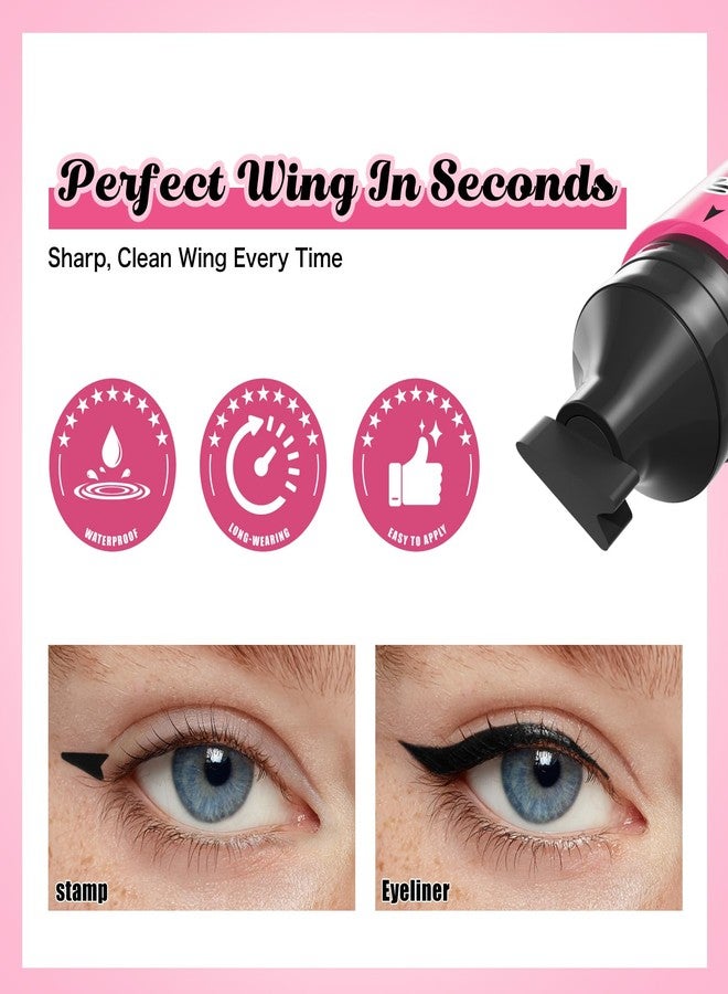 Aseawave Dual Ended Black Eyeliner Stamp, 2 in 1 Winged Cat Eye Stamp & Felt-tip Eyeliner Pen, 90° Ergonomic, Waterproof, Smudge-Proof Liquid Eye Liner Pen, 2ml High Capacity, Long Lasting Finish - Image 3