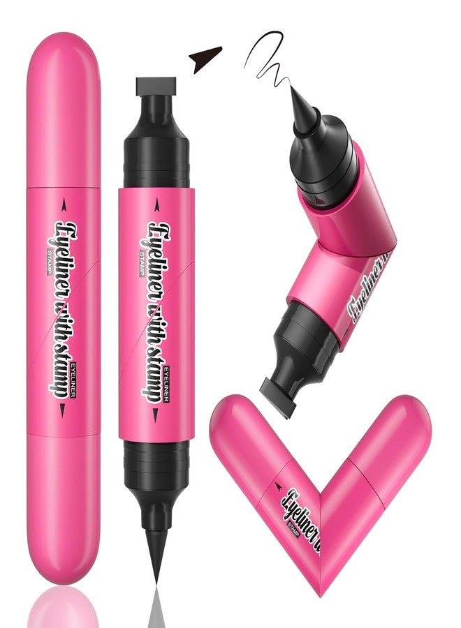 Aseawave Dual Ended Black Eyeliner Stamp, 2 in 1 Winged Cat Eye Stamp & Felt-tip Eyeliner Pen, 90° Ergonomic, Waterproof, Smudge-Proof Liquid Eye Liner Pen, 2ml High Capacity, Long Lasting Finish - Image 1