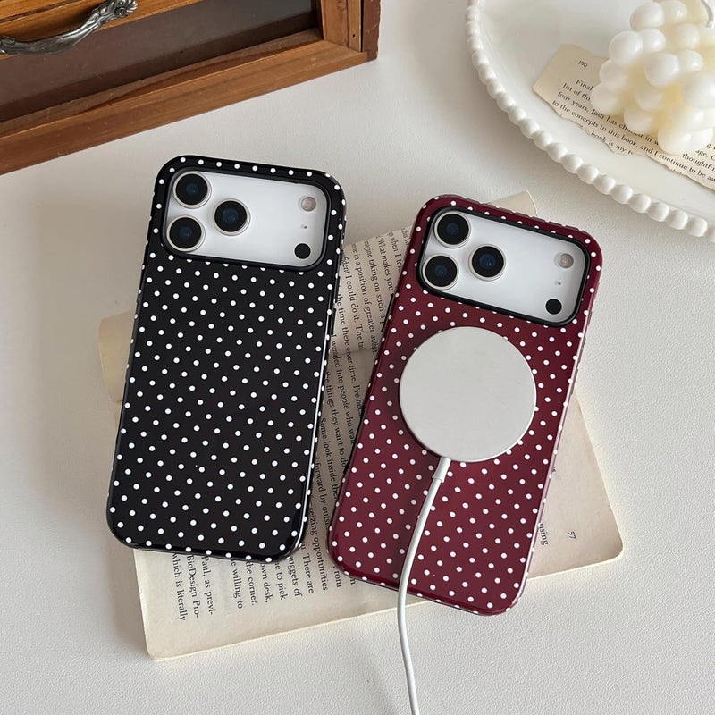 Diverse operation compatible Magnetic for iPhone 16e/iPhone 17e Case,Polka Dot Design,Yellow | Compatible with Magsafe,Girly Aesthetic Chic Style,Dual Layer Hybrid Shockproof Protection General compatible practical design - Image 4