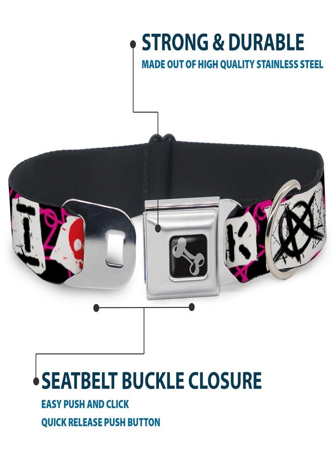 Buckle Down Dog Collar Seatbelt Buckle I Heart Punk Rock Safety Pins Black Fuchsia White 15 to 26 Inches 1.0 Inch Wide - Image 4
