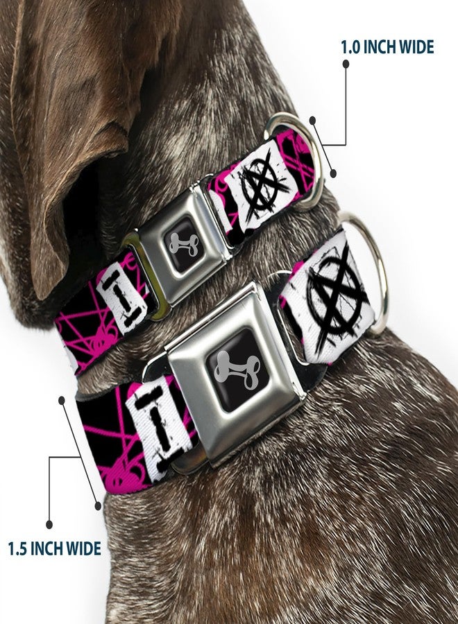 Buckle Down Dog Collar Seatbelt Buckle I Heart Punk Rock Safety Pins Black Fuchsia White 15 to 26 Inches 1.0 Inch Wide - Image 2