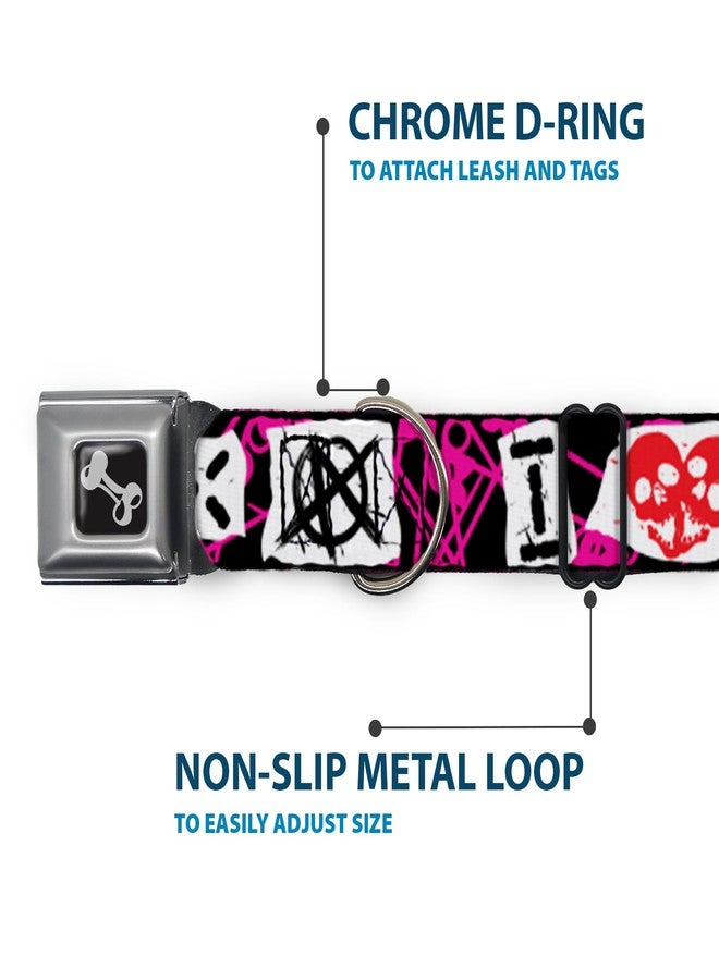 Buckle Down Dog Collar Seatbelt Buckle I Heart Punk Rock Safety Pins Black Fuchsia White 15 to 26 Inches 1.0 Inch Wide - Image 5