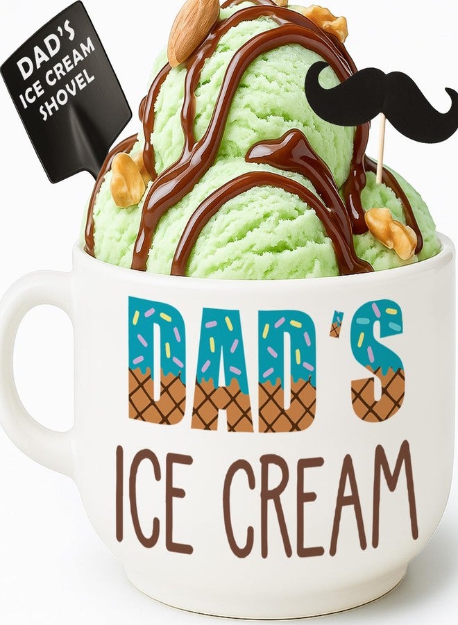BackURyear Funny Fathers Day Dad Gifts from Daughter Son, Novelty Birthday Dads Gift for Daddy Dada Father StepDads, Cool First Time New Dad gifts from Wife, Dad's Ice Cream Bowl Presents Set - Image 1
