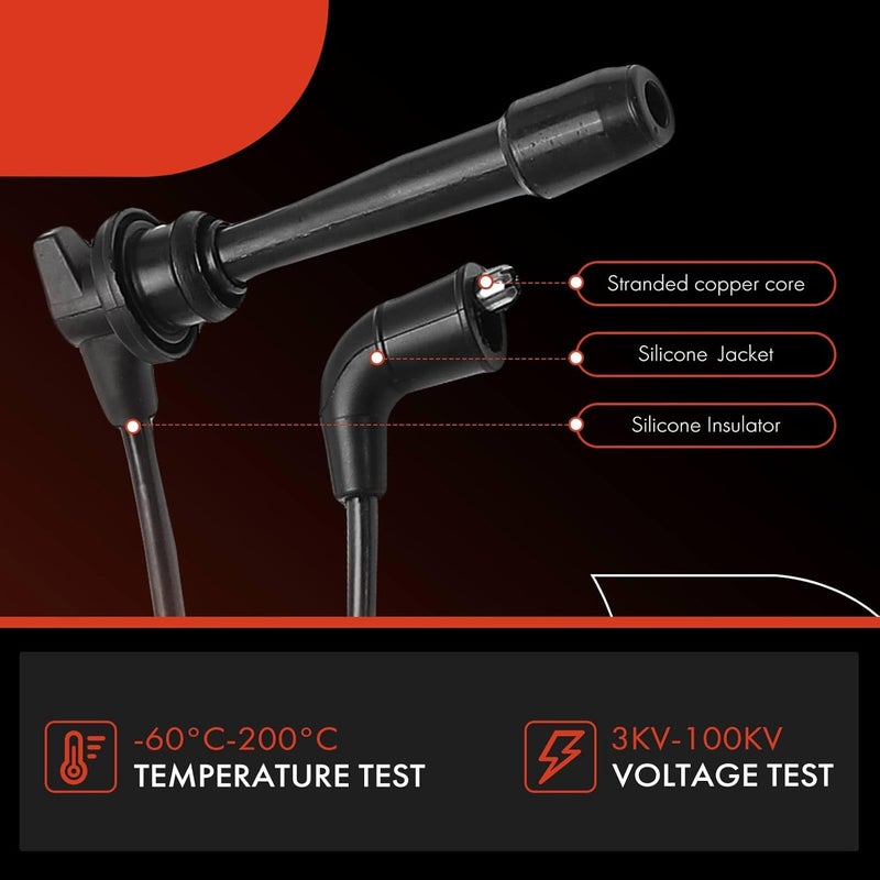 A-Premium Ignition Spark Plug Wires Set of 6 - Image 4