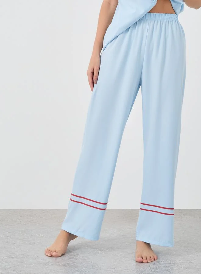 Take Two Take Two Solid Buttoned Short Sleeve Shirt and Pyjama Set