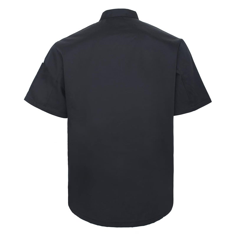 TopTie Unisex Short Sleeve Chef Coat Jacket, Black - Image 2
