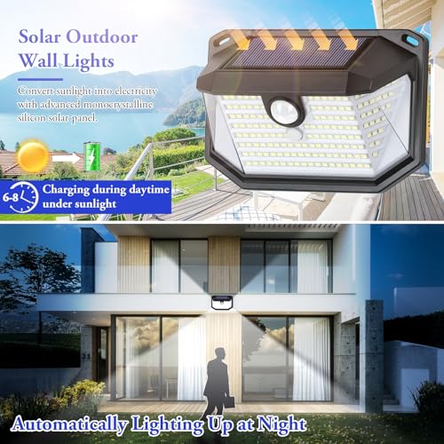 Brightever Solar Outdoor Lights, 8-Pack Super Bright 178 LEDs Motion Sensor Wall Light with 270° Wide Angle & 3 Modes, Waterproof Solar Powered Security Light for Patio Garden Garage Front Door - Image 2