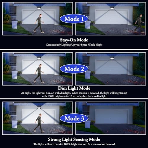 Brightever Solar Outdoor Lights, 8-Pack Super Bright 178 LEDs Motion Sensor Wall Light with 270° Wide Angle & 3 Modes, Waterproof Solar Powered Security Light for Patio Garden Garage Front Door - Image 3