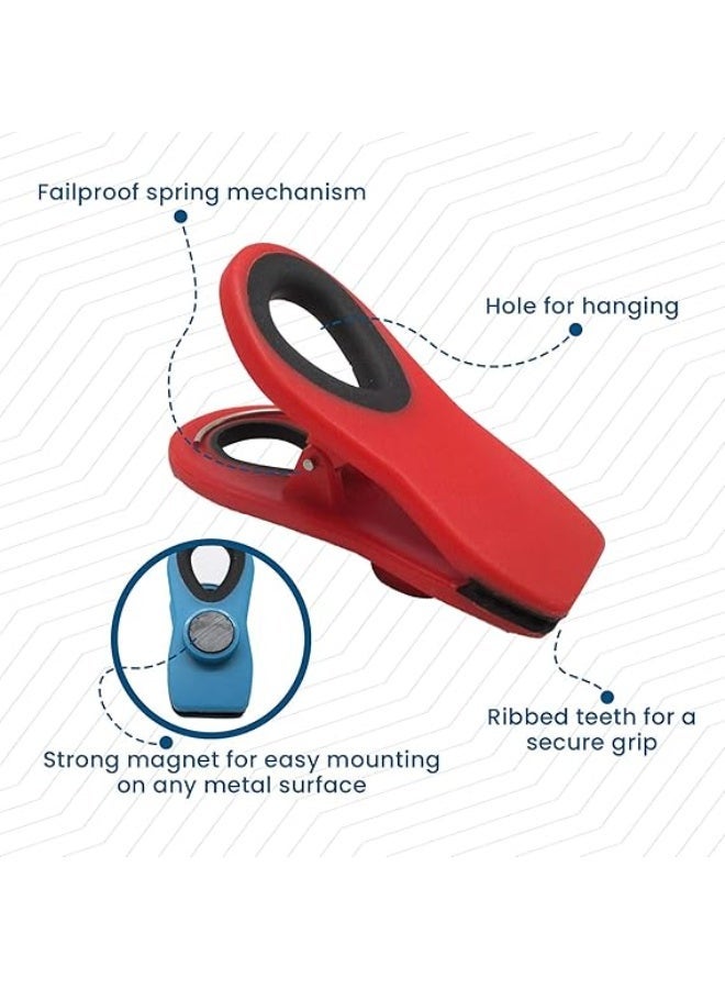 Pack of 5 Kitchen Clips, Bag Clips with Magnet & Airtight Seal Grip, Chip Clips for Food Packages, Snap Bags Magnetic Fridge Clips with Refrigerator, Assorted Colors - Image 5