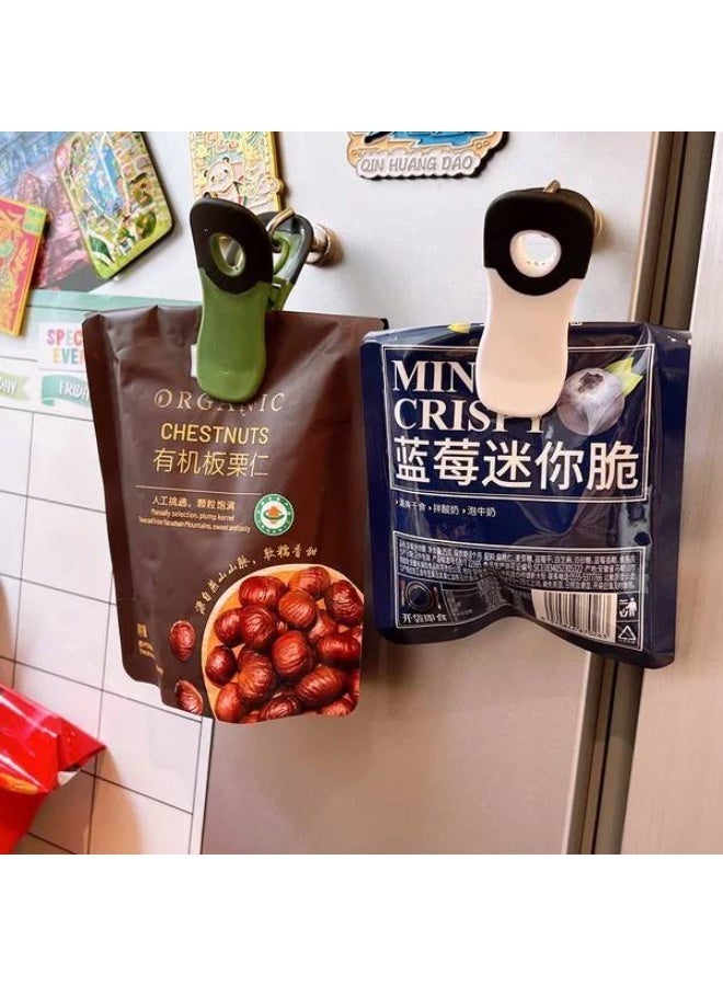 Pack of 5 Kitchen Clips, Bag Clips with Magnet & Airtight Seal Grip, Chip Clips for Food Packages, Snap Bags Magnetic Fridge Clips with Refrigerator, Assorted Colors - Image 2