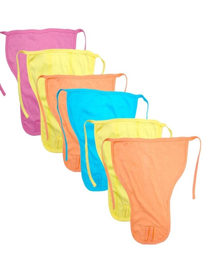 DTR Creation Baby Langot/Nappy for Newborn Babies, Soft Cotton Cloth Diaper for 3-6 Months - Unisex Plain (Pack of 6, Multicolor, M-Size) - Image 1