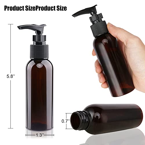 BOMEX 5 Pack Travel Bottles Pump Bottles Dispenser 3.4oz/100ml Plastic Lotion Pump Bottle Clear Travel Toiletry Bottles with Extra 1 Pump Leak Proof for Makeup Cosmetic Containers (Brown) - Image 2