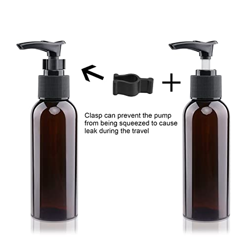 BOMEX 5 Pack Travel Bottles Pump Bottles Dispenser 3.4oz/100ml Plastic Lotion Pump Bottle Clear Travel Toiletry Bottles with Extra 1 Pump Leak Proof for Makeup Cosmetic Containers (Brown) - Image 3