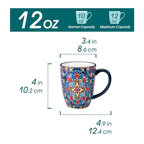 vancasso 12 oz Coffee Mugs Set of 6 Ceramic Mug with Handle Boho Coffee Cups for Latte Cappuccino Hot Chocolate Dishwasher Microwave Safe Gift Set Series SIMI - Image 3
