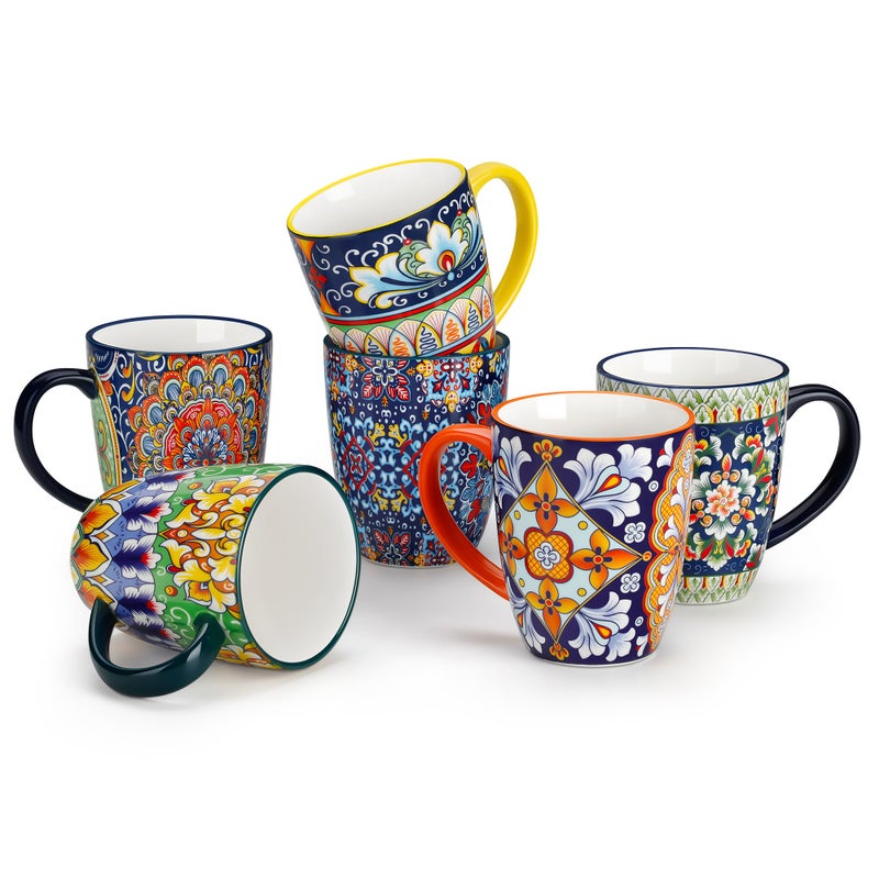 vancasso 12 oz Coffee Mugs Set of 6 Ceramic Mug with Handle Boho Coffee Cups for Latte Cappuccino Hot Chocolate Dishwasher Microwave Safe Gift Set Series SIMI - Image 2