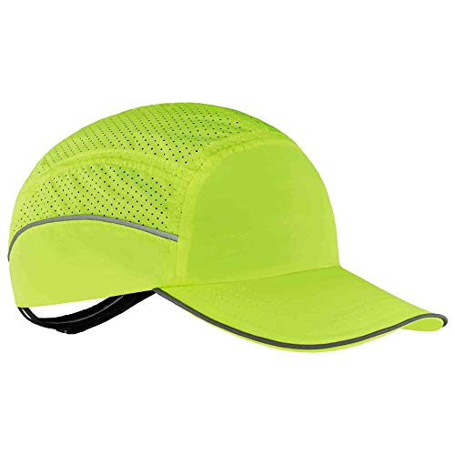 Ergodyne Skullerz 8955 Lightweight Bump Cap, Baseball Hat Style, Breathable Head Protection, Long Brim, Lime - Image 1