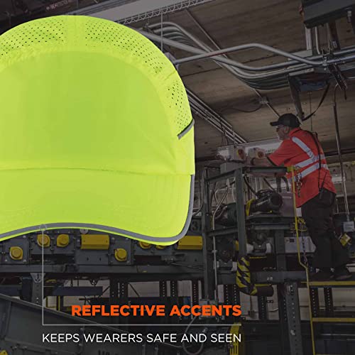 Ergodyne Skullerz 8955 Lightweight Bump Cap, Baseball Hat Style, Breathable Head Protection, Long Brim, Lime - Image 5