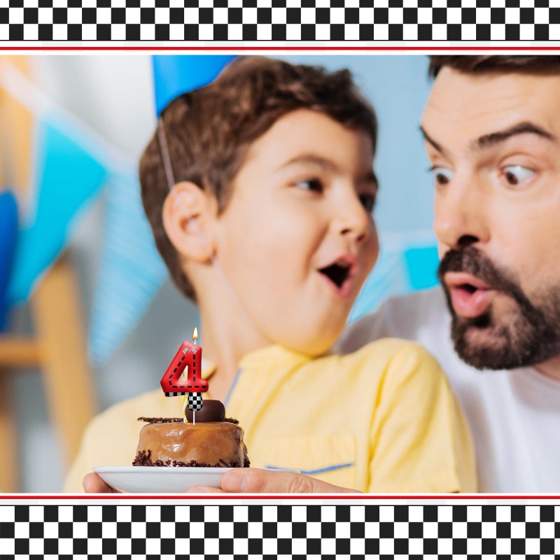 AXBMM Racing Car Theme Birthday Candle with Checkered Flag Design - Durable Cake Topper for Race Car Party Decorations,Birthday Supplies - Number 4 Candle for Racing Themed Celebrations - Image 5