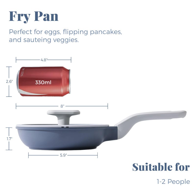 PRICUSIS Nonstick Ceramic Frying Pan with Lid, Non Toxic Skillet, Healthy Egg Pan Nonstick Omelet Pan Chef's Pan, PTFE PFOA & PFAS Free, Induction Compatible (8Inch W/L) - Image 2