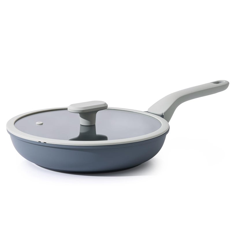 PRICUSIS Nonstick Ceramic Frying Pan with Lid, Non Toxic Skillet, Healthy Egg Pan Nonstick Omelet Pan Chef's Pan, PTFE PFOA & PFAS Free, Induction Compatible (8Inch W/L) - Image 1