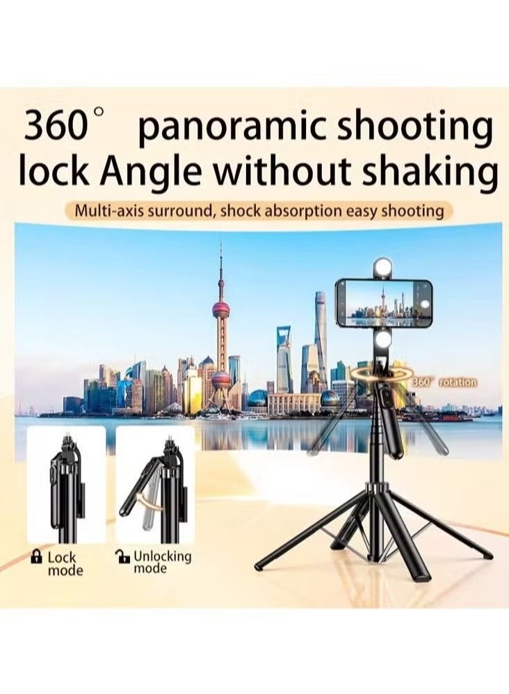 TIGER 180cm/70.86 Inches Extra Long Selfie Stick Tripod – Anti-Shake Balance Handle, Dual Lights Portable Stainless Steel Tripod with Rechargeable Bluetooth Remote for Smartphones, Cameras, Vlogging, Photography, Video Recording, and Live Streaming  - Image 3