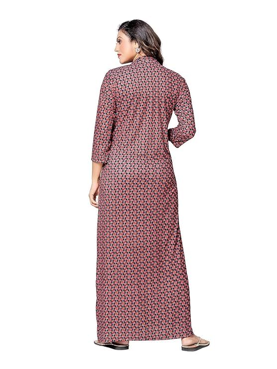 NEGLIGEE Women's Winter Wollen Maxi Night Gown with Pocket Nighty for Women Ankle Length Night Dress - Pack of 2 (Green,Brown, Free Size) - Image 5
