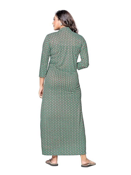NEGLIGEE Women's Winter Wollen Maxi Night Gown with Pocket Nighty for Women Ankle Length Night Dress - Pack of 2 (Green,Brown, Free Size) - Image 3