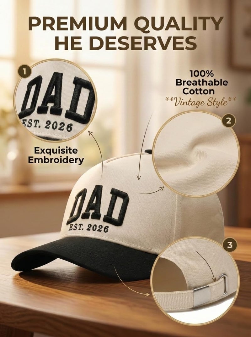 giftouching Dad Est 2026 Vintage Trucker Hat for Men Expecting 1st Time New Dad to Be Gifts for Dads and Mom First Fathers Day or Mothers Day or Christmas Baby Announcement Gifts - Image 4