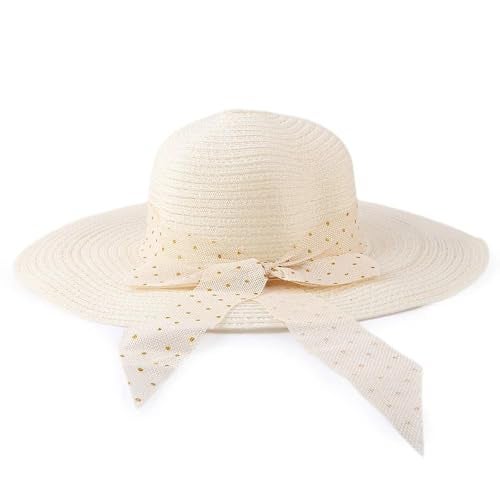 CLOTHERA Lightweight Summer Brim Straw Beach Hats for Women (Beige) - Image 1