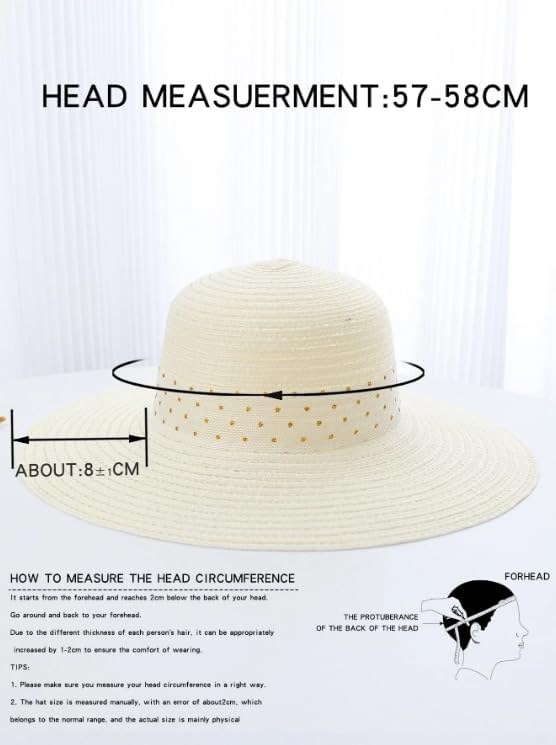 CLOTHERA Lightweight Summer Brim Straw Beach Hats for Women (Beige) - Image 5