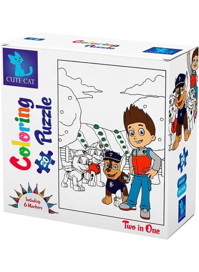 CUTE CAT Paw Patrol 2 In 1 Coloring Puzzle - Image 1