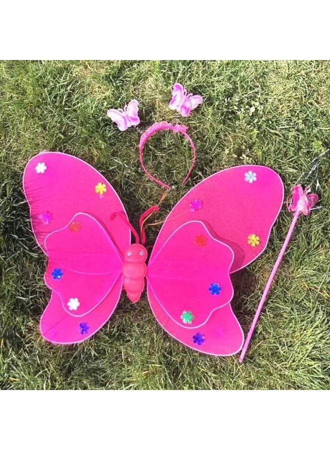 LED Light Butterfly Wings Stall Square Popular Products Double-layer Butterfly Wings Three-piece Suit Performance Clothes Sales-Color:Full Body Luminous Three-piece Set - Image 4