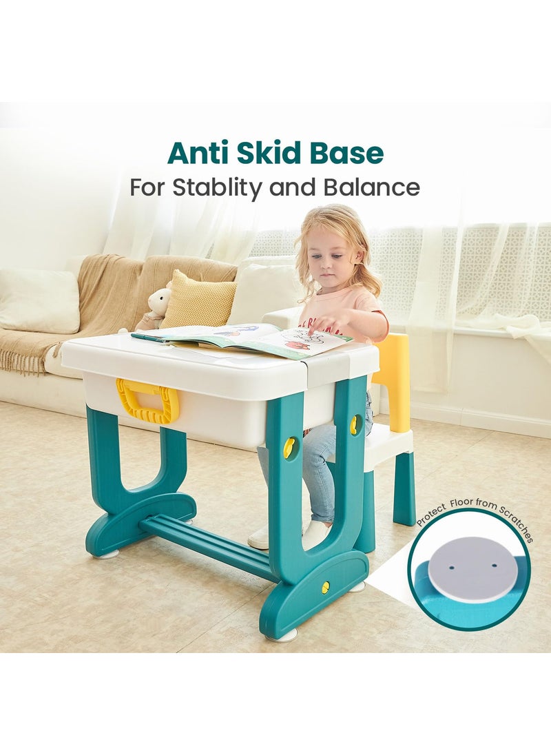 R for Rabbit R for Rabbit Little Genius Learner Kids Study Table Set with Chair 4 in 1 Multifunctional Desk Set for 37 Years Kids Upto 45kgs Weight Capacity Blue White  - Image 4