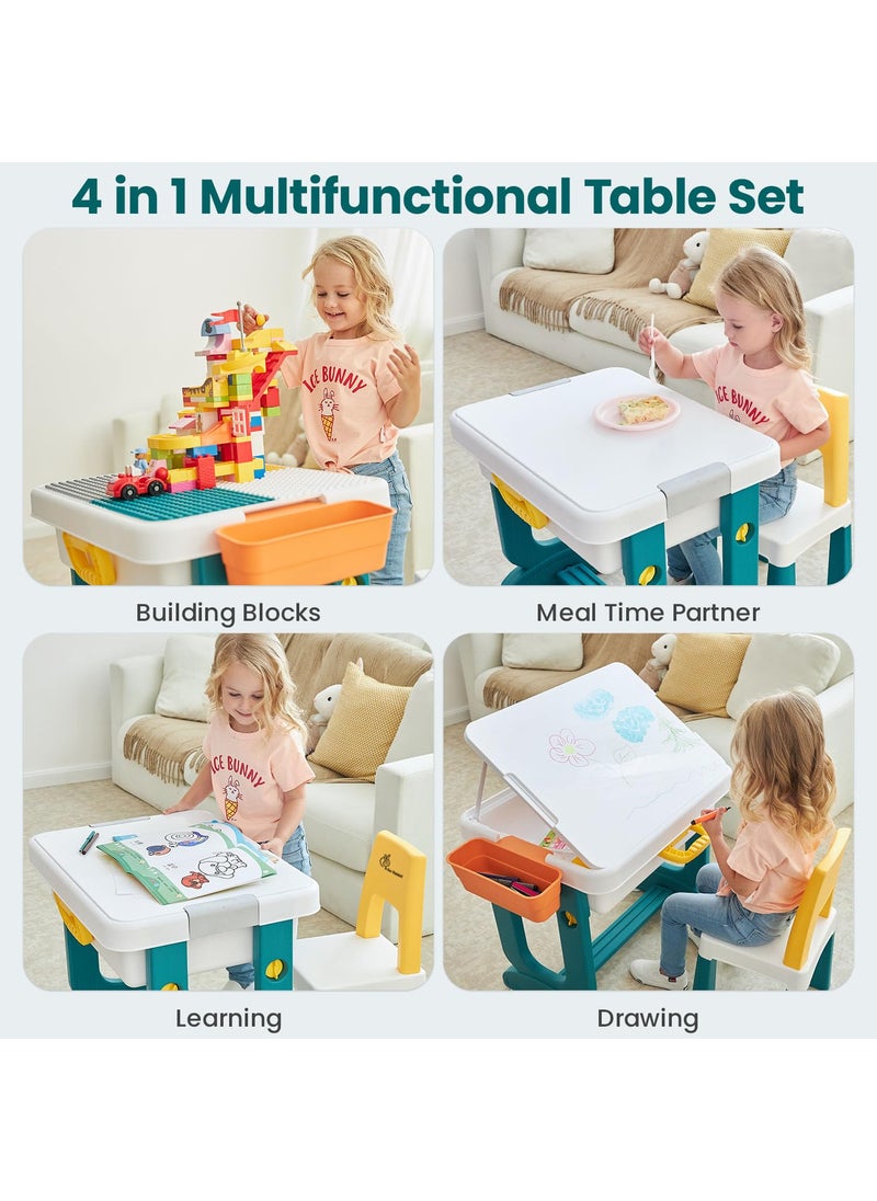 R for Rabbit R for Rabbit Little Genius Learner Kids Study Table Set with Chair 4 in 1 Multifunctional Desk Set for 37 Years Kids Upto 45kgs Weight Capacity Blue White  - Image 2