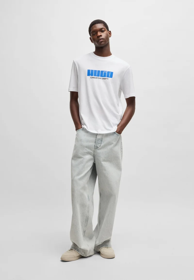 HUGO Cotton-jersey T-shirt with logo artwork