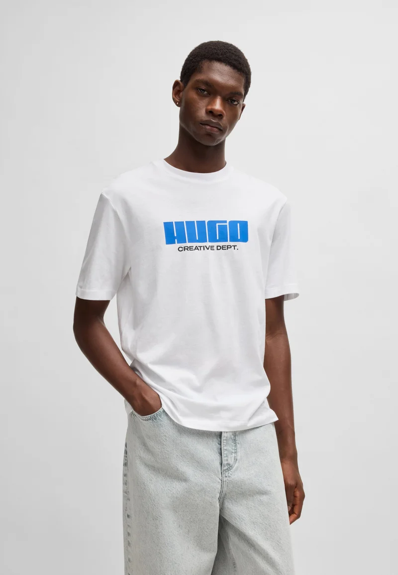 HUGO Cotton-jersey T-shirt with logo artwork