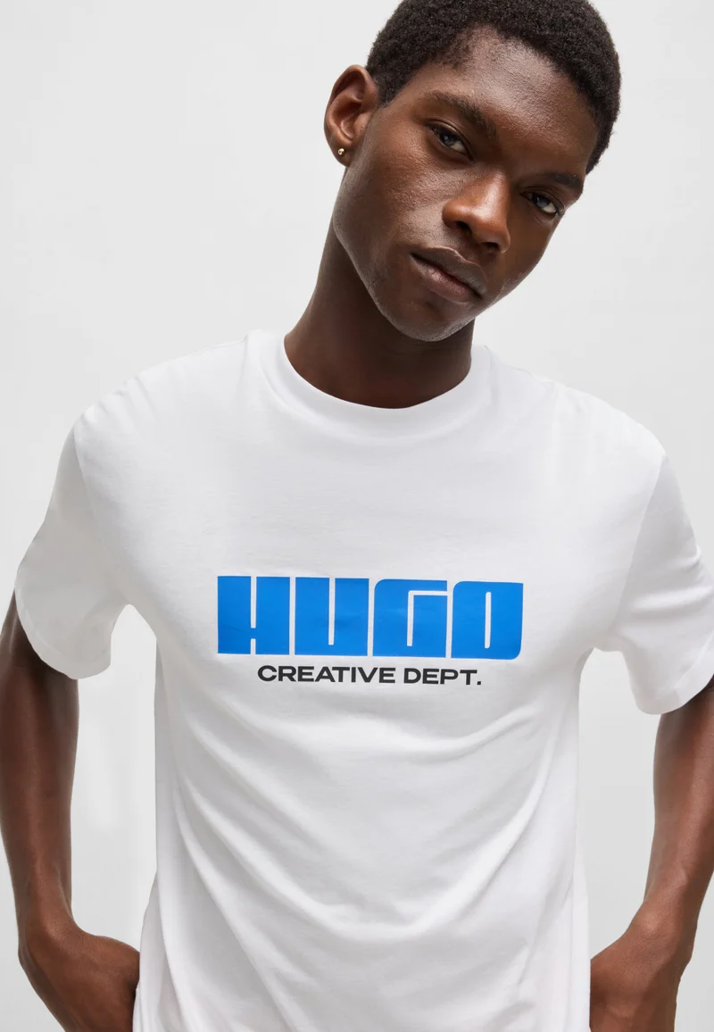 HUGO Cotton-jersey T-shirt with logo artwork