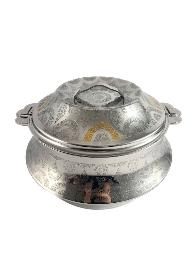Homemaker Orcus Hotpot 3500ml Capacity - Unique Locking Lid - High Quality Stainless Steel - Gold  Etching & Silver
