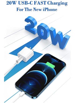 [Apple MFi Certified] iPhone Fast Charger, Veetone 2 Pack 20W USB C Power Delivery Wall Charger Plug with 6FT Type C to Lightning Quick Charge Sync Cable for iPhone 14/13/12/11/XS/XR/X/SE/iPad/AirPods