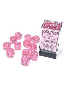 Chessex Borealis 16Mm D6 Pink/Silver Luminary Dice Block (12 Dice) (27784)  - Image 1