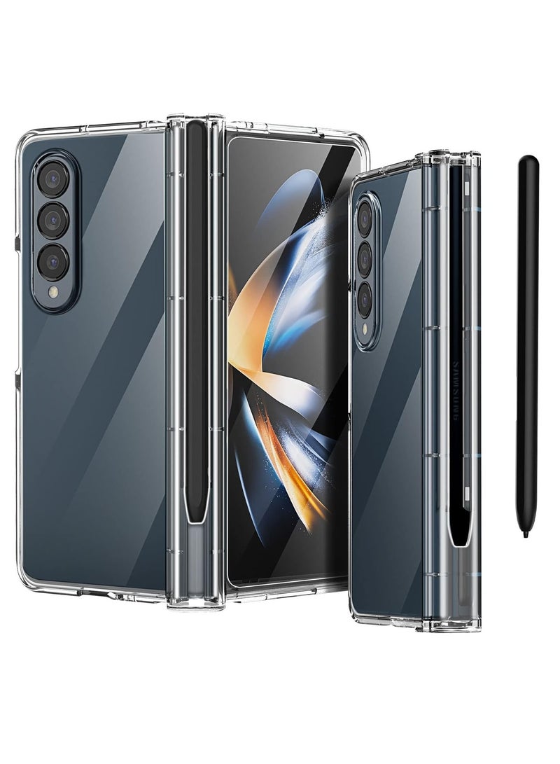 MIGOFAST Case For Galaxy Z Fold 4 Case with S Pen Holder 360 Full Body Protective Cover for Samsung Galaxy Z Fold 4 5G Case 2022 Clear - Image 1