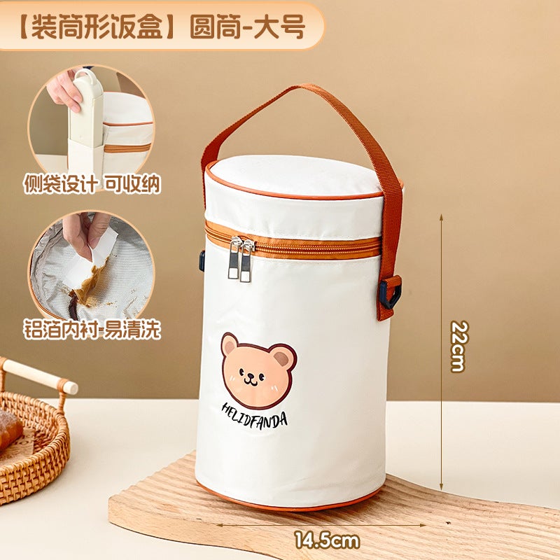Lunch Box Heat Preservation Bag for Office Students with Rice Thickened Aluminum Foil Bag Special Waterproof Bento Portable Lunch Bag Cylinder-large size