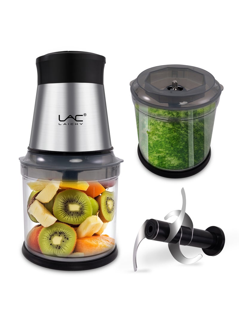 LAC Multi-Purpose  Chopper & Mincer, 300W,2 Speeds,2 Bowls,Stainless Steel  Blade, Easy to Clean,4 Blades for Baby Food,Meat,Onion,Vegetables,Fruits - Image 1